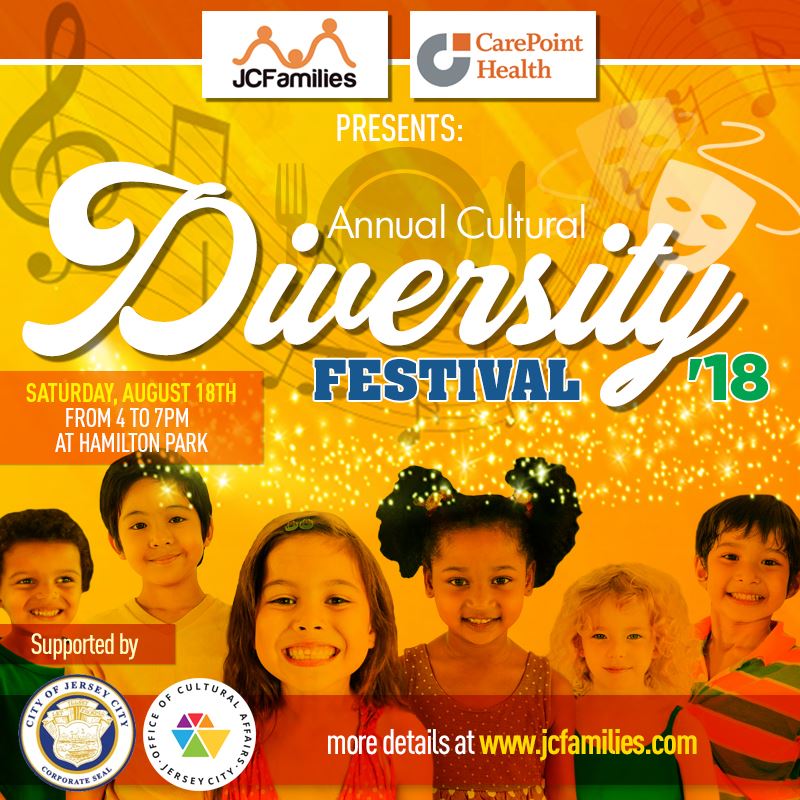 5th Annual Cultural Diversity Festival in Jersey City 2018, August 18 @ 4- 7 pm